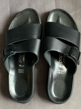 Papillo by Birkenstock Black Two-Strap Slide Sandals